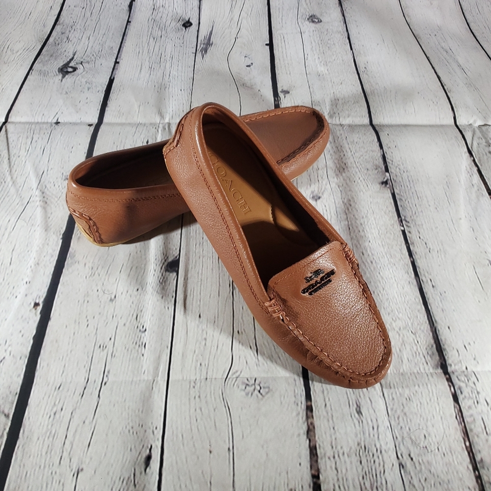 Coach Mary Lock Up Brown Leather Loafer Flat Size